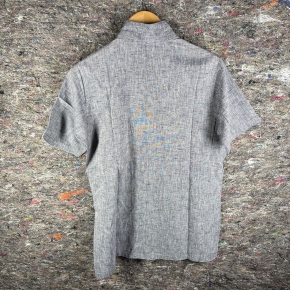 Lexington Button Down Shirt Mens S Gray Short Sleeve Cotton Blend Textured - Picture 7 of 10